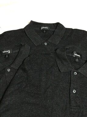 Lot of 3 VINTAGE Ashworth Golf Sweatshirt Men Large Gray Knit Polo Long Sleeve